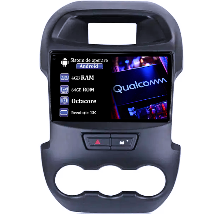 Navigatie dedicata Ford Ranger 2011-2016, 4GB RAM 64GB ROM, Procesor Qualcomm Octacore, Android 14, Rezolutie 2K, Display QLED 9", DSP, Carplay&Android Auto, SIM 4G [1]