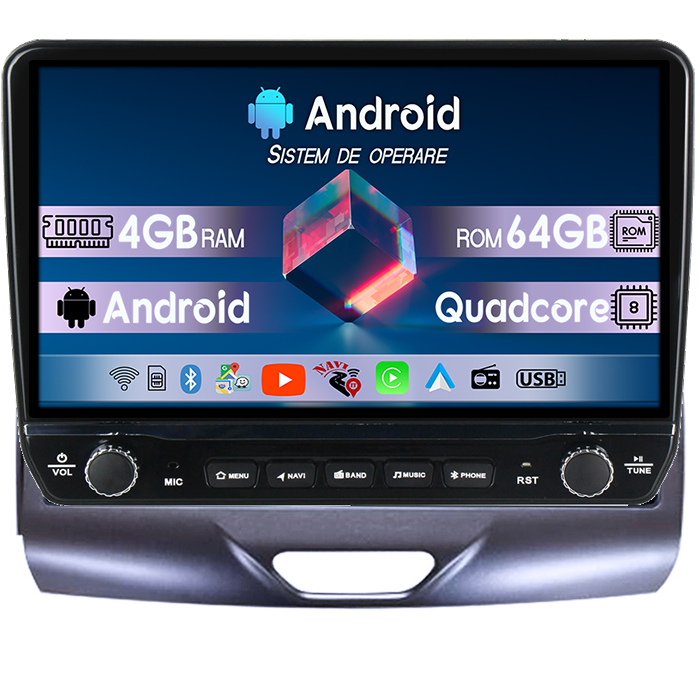 Navigatie dedicata Ford Ranger 2015-2020 Tesla cu butoane rotative model 2024, 4GB RAM 64GB ROM, Procesor Quadcore, Android 14, Display QLED 10", DSP, Carplay&Android Auto [1]