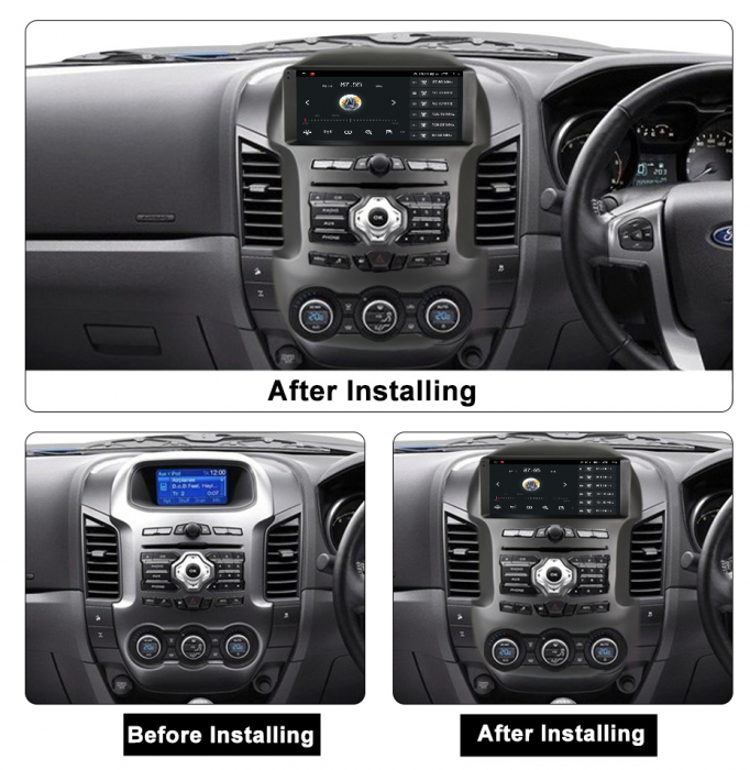 Navigatie dedicata Ford Ranger 2012-2014, 12GB RAM 256GB ROM, Android 13, Rezolutie 2K, Display QLED, 9", DSP, Carplay, Android Auto, Internet, Youtube, Waze, Wi Fi, USB [2]