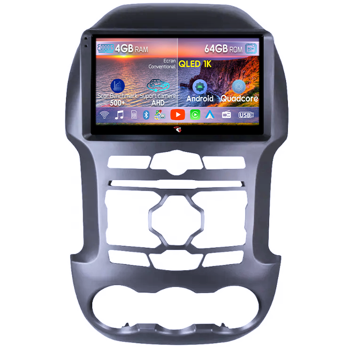 Navigatie dedicata Ford Ranger 2012-2014, 4GB RAM 64GB ROM, Octacore, Android 14, Display QLED 1K 9", Carplay&Android Auto, SIM 4G, Ventilator Activ [1]
