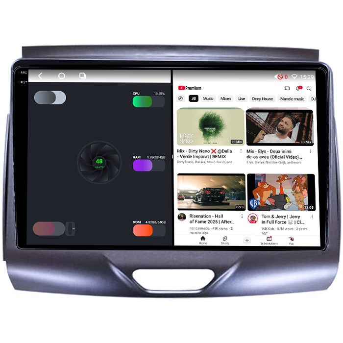 Navigatie dedicata Ford Ranger 2015-2020, 4GB RAM 64GB ROM, Octacore, Android 14, Display QLED 1K 9", Carplay&Android Auto, SIM 4G, Ventilator Activ [3]