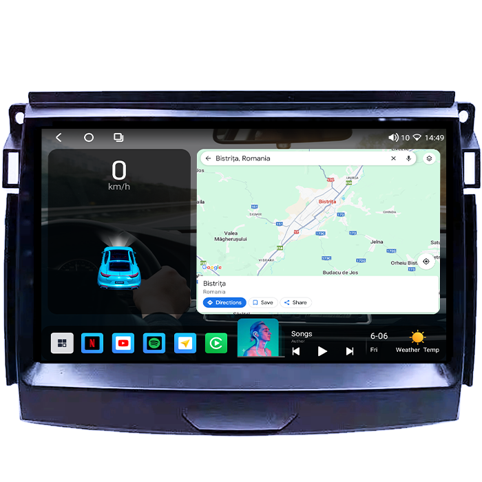 Navigatie dedicata Ford Ranger 2015-2020, 4GB RAM 64GB ROM, Octacore, Android 14, Display QLED 1K 9", Carplay&Android Auto, SIM 4G, Ventilator Activ [2]