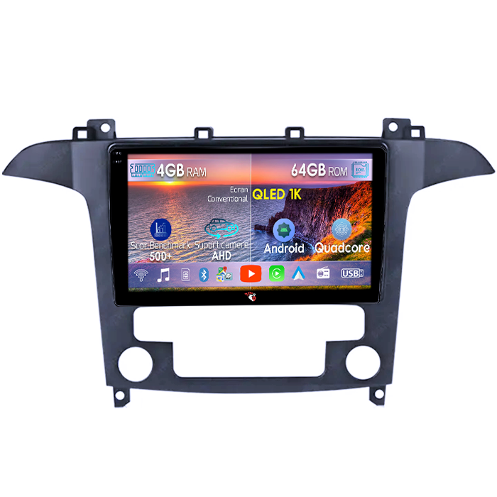 Navigatie dedicata Ford S-Max 2006-2015, 4GB RAM 64GB ROM, Octacore, Android 14, Display QLED 1K 9", Carplay&Android Auto, SIM 4G, Ventilator Activ [1]