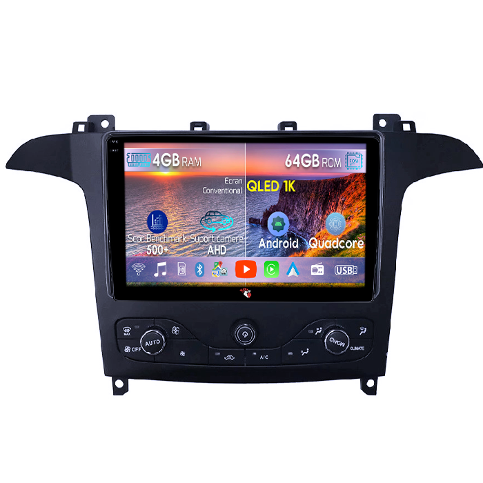 Navigatie dedicata Ford S-Max 2007-2008, 4GB RAM 64GB ROM, Octacore, Android 14, Display QLED 1K 9", Carplay&Android Auto, SIM 4G, Ventilator Activ [1]