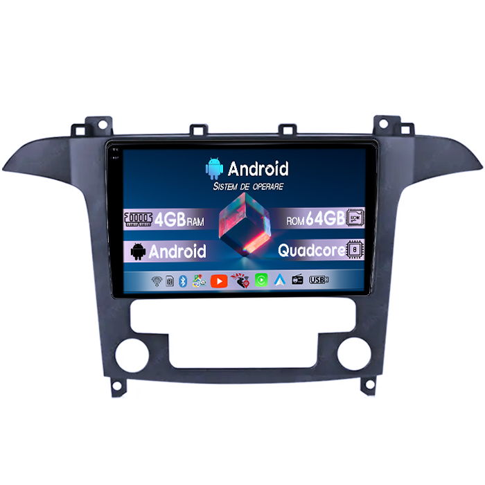 Navigatie dedicata Ford S-Max 2008-2010, 4GB RAM 64GB ROM, Quadcore, Android 14, Display QLED 1K 9", DSP, Carplay&Android Auto, Suport camere AHD [1]