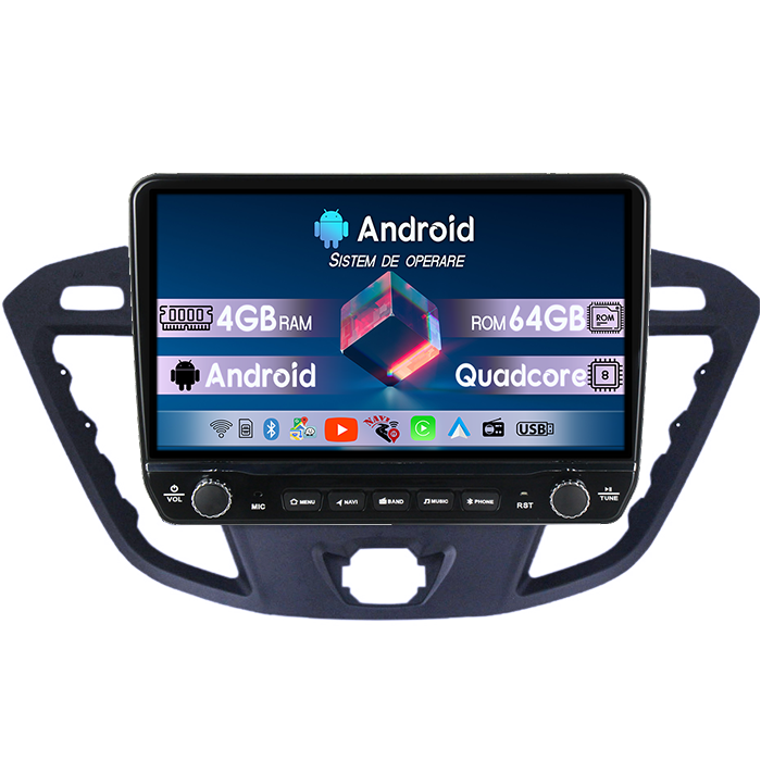 Navigatie dedicata Ford Transit 2013-2018Tesla cu butoane rotative model 2024, 4GB RAM 64GB ROM, Procesor Quadcore, Android 14, Display QLED 10", DSP, Carplay&Android Auto [1]