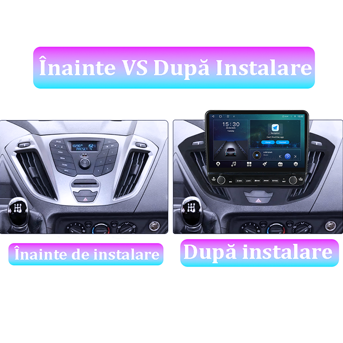 Navigatie dedicata Ford Transit 2013-2018Tesla cu butoane rotative model 2024, 4GB RAM 64GB ROM, Procesor Quadcore, Android 14, Display QLED 10", DSP, Carplay&Android Auto [5]