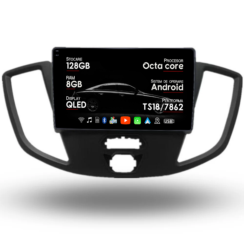 Navigatie dedicata Ford Transit 2012-2019, 8GB RAM 128GB ROM, Octacore, Platforma TS18, Android 13, Display QLED 9”, Suporta camera 360º, DSP, Carplay&Android Auto, SIM 4G, Ventilator Activ [1]