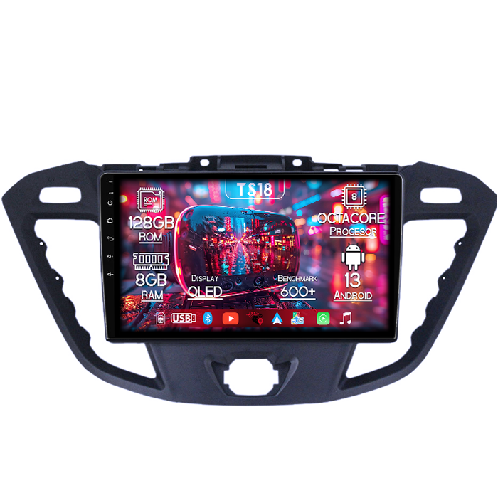 Navigatie dedicata Ford Transit 2012-2019, 8GB RAM 128GB ROM, Octacore, Platforma TS18, Android 13, Display QLED 9”, Suporta camera 360º, DSP, Carplay&Android Auto, SIM 4G, Ventilator Activ [1]