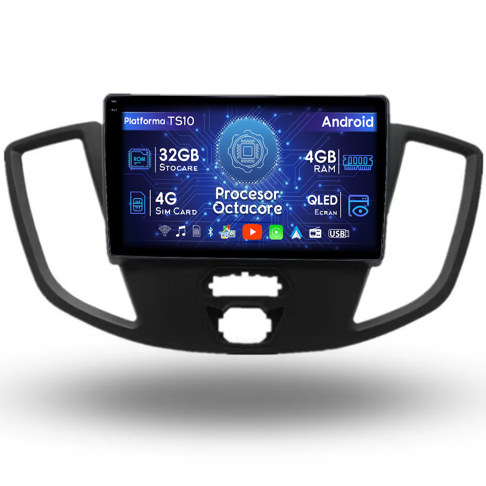 Navigatie dedicata Ford Transit 2012-2019, 4GB RAM 32GB ROM, Octacore, Android 14, Display QLED 9", DSP, Carplay&Android Auto, SIM 4G, Bluetooth, Ventilator Activ [1]