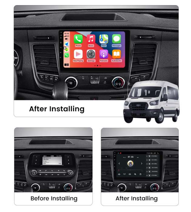 Navigatie dedicata Ford Transit 350 2020-2021, 4 GB RAM 32 ROM, Android 13, Display QLED, 9", DSP, Carplay, Android Auto, Internet, Youtube , Waze , Wi Fi , Usb , Bluetooth [5]