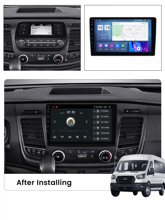 Navigatie dedicata Ford Transit 350 2020-2021, 4 GB RAM 32 ROM, Android 13, Display QLED, 9", DSP, Carplay, Android Auto, Internet, Youtube , Waze , Wi Fi , Usb , Bluetooth [7]