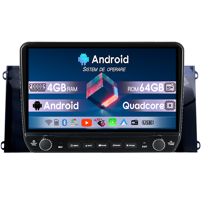 Navigatie dedicata Ford Transit PRO 2022 Tesla cu butoane rotative model 2024, 4GB RAM 64GB ROM, Procesor Quadcore, Android 14, Display QLED 10", DSP, Carplay&Android Auto [1]