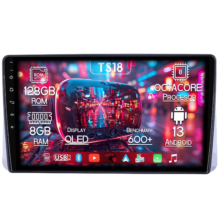 Navigatie dedicata Grand Voyager 2013-2016, 8GB RAM 128GB ROM, Octacore, Platforma TS18, Android 13, Display QLED 9”, Suporta camera 360º, DSP, Carplay&Android Auto, SIM 4G, Ventilator Activ [1]