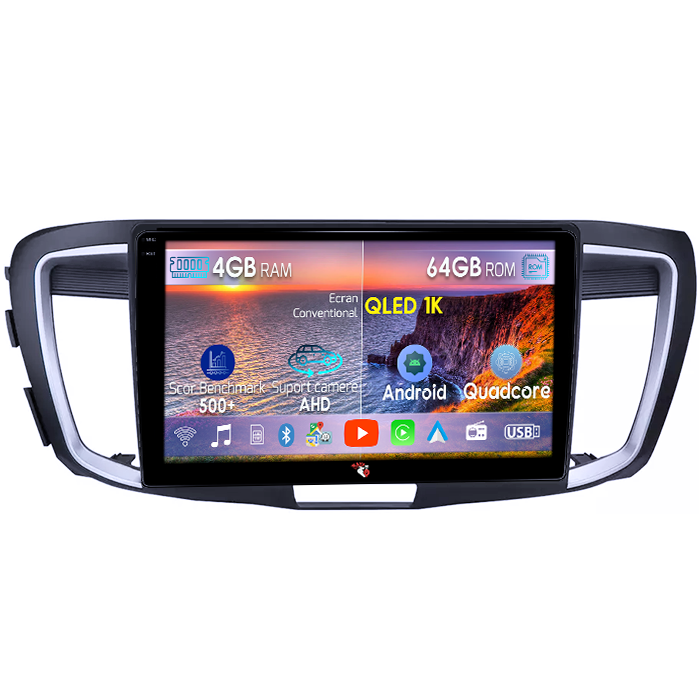 Navigatie dedicata Honda Accord 9th 2014-2017, 4GB RAM 64GB ROM, Octacore, Android 14, Display QLED 1K 9", Carplay&Android Auto, SIM 4G, Ventilator Activ [1]