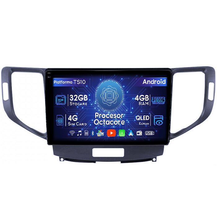 Navigatie dedicata Honda Accord VII 2008 - 2012, 4GB RAM 32GB ROM, Octacore, Android 14, Display QLED 1K 9", DSP, Carplay&Android Auto, SIM 4G, Bluetooth, Ventilator Activ [1]
