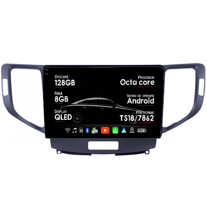 Navigatie dedicata Honda Accord VII 2008 - 2012, 8GB RAM 128GB ROM, Octacore, Platforma TS18, Android 14, Display QLED 9", Suporta camera 360", DSP, Carplay&Android Auto, SIM 4G, Ventilator Activ [1]
