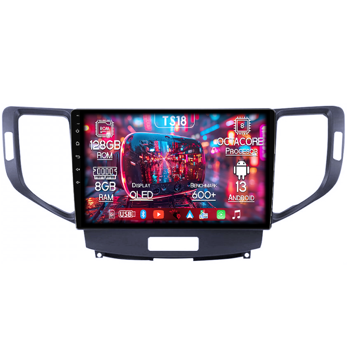 Navigatie dedicata Honda Accord VII 2008 - 2012, 8GB RAM 128GB ROM, Octacore, Platforma TS18, Android 13, Display QLED 9”, Suporta camera 360º, DSP, Carplay&Android Auto, SIM 4G, Ventilator Activ [1]