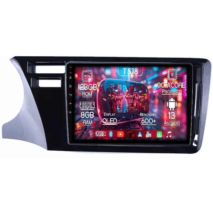 Navigatie dedicata Honda City 2014, 8GB RAM 128GB ROM, Octacore, Platforma TS18, Android 13, Display QLED 9”, Suporta camera 360º, DSP, Carplay&Android Auto, SIM 4G, Ventilator Activ [1]