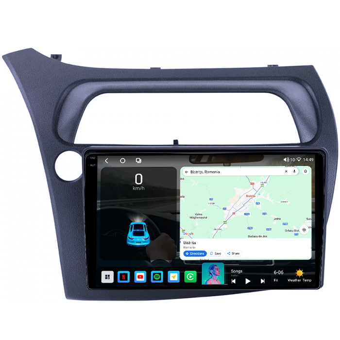 Navigatie dedicata Honda Civic 2005-2011, 4GB RAM 64GB ROM, Octacore, Android 14, Display QLED 1K 9", Carplay&Android Auto, SIM 4G, Ventilator Activ [2]