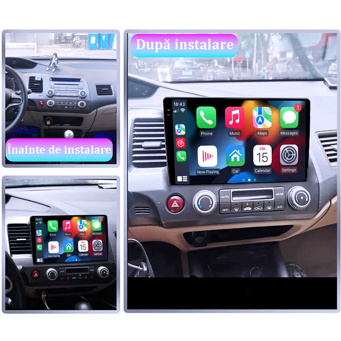 Navigatie dedicata Honda Civic 2005-2011, 4GB RAM 64GB ROM, Procesor Qualcomm Octacore, Android 14, Rezolutie 2K, Display QLED 9", DSP, Carplay&Android Auto, SIM 4G [7]