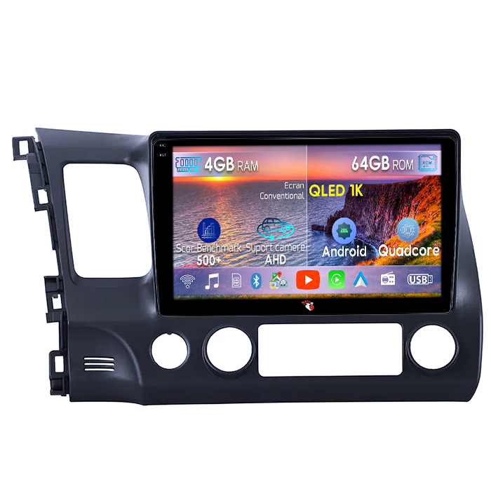 Navigatie dedicata Honda Civic 2006-2011, 4GB RAM 64GB ROM, Octacore, Android 14, Display QLED 1K 10", Carplay&Android Auto, SIM 4G, Ventilator Activ [1]