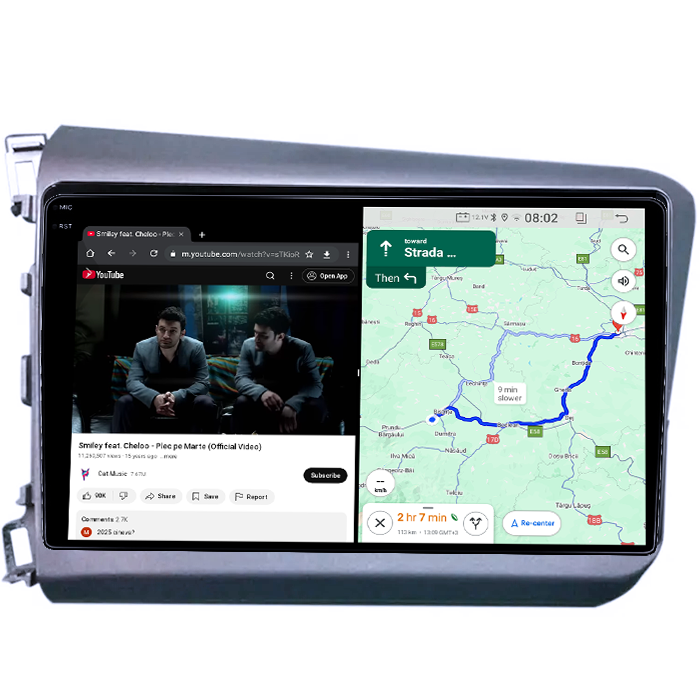 Navigatie dedicata Honda Civic 2011-2015, 4GB RAM 64GB ROM, Quadcore, Android 14, Display QLED 1K 9", DSP, Carplay&Android Auto, Suport camere AHD [5]