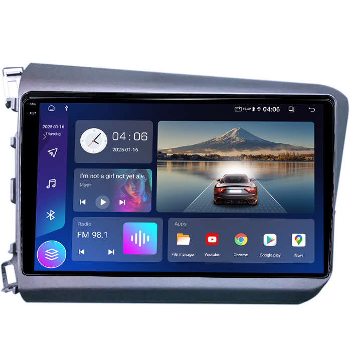 Navigatie dedicata Honda Civic 2011-2015, 4GB RAM 64GB ROM, Quadcore, Android 14, Display QLED 1K 9", DSP, Carplay&Android Auto, Suport camere AHD [2]