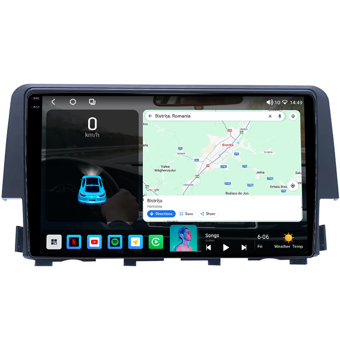Navigatie dedicata Honda Civic 2016-2020, 4GB RAM 64GB ROM, Octacore, Android 14, Display QLED 1K 9", Carplay&Android Auto, SIM 4G, Ventilator Activ [2]
