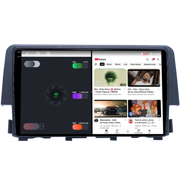 Navigatie dedicata Honda Civic 2016-2020, 4GB RAM 64GB ROM, Octacore, Android 14, Display QLED 1K 9", Carplay&Android Auto, SIM 4G, Ventilator Activ [3]