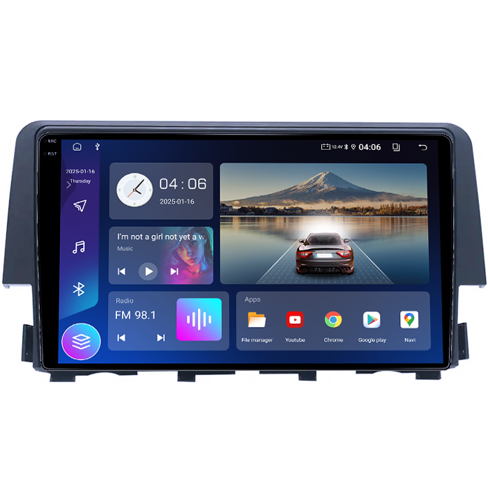 Navigatie dedicata Honda Civic 2016-2020, 4GB RAM 64GB ROM, Quadcore, Android 14, Display QLED 1K 9", DSP, Carplay&Android Auto, Suport camere AHD [2]