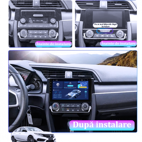 Navigatie dedicata Honda Civic 2016-2020, 4GB RAM 64GB ROM, Quadcore, Android 14, Display QLED 1K 9", DSP, Carplay&Android Auto, Suport camere AHD [4]