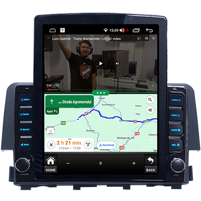 Navigatie dedicata Honda Civic (2016+) Tesla Style, 4GB RAM 64GB ROM, Procesor Quadcore, Android 14, Display QLED 10", DSP, Carplay&Android Auto                     [2]