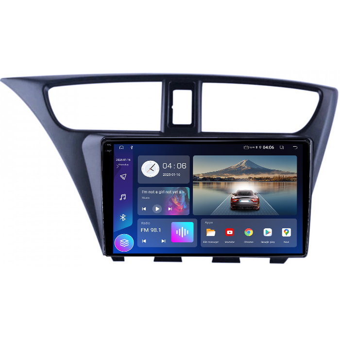 Navigatie dedicata Honda Civic IX Hatchback 2011-2015, 4GB RAM 64GB ROM, Quadcore, Android 14, Display QLED 1K 9", DSP, Carplay&Android Auto, Suport camere AHD [2]