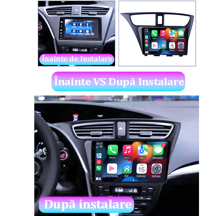 Navigatie dedicata Honda Civic IX Hatchback 2011-2015, 4GB RAM 64GB ROM, Procesor Qualcomm Octacore, Android 14, Rezolutie 2K, Display QLED 9", DSP, Carplay&Android Auto, SIM 4G [7]