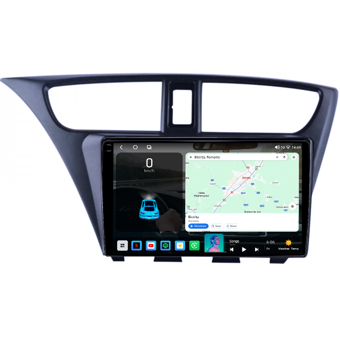 Navigatie dedicata Honda Civic IX Hatchback 2011-2015, 4GB RAM 64GB ROM, Procesor Qualcomm Octacore, Android 14, Rezolutie 2K, Display QLED 9", DSP, Carplay&Android Auto, SIM 4G [2]