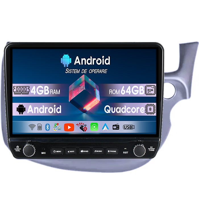 Navigatie dedicata Honda Fit 2008-2013 Tesla cu butoane rotative model 2024, 4GB RAM 64GB ROM, Procesor Quadcore, Android 14, Display QLED 10", DSP, Carplay&Android Auto [1]