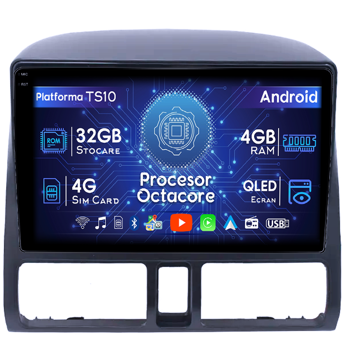 Navigatie dedicata Honda CRV 2002, 4GB RAM 32GB ROM, Octacore, Android 14, Display QLED 1K 9", DSP, Carplay&Android Auto, SIM 4G, Bluetooth, Ventilator Activ [1]