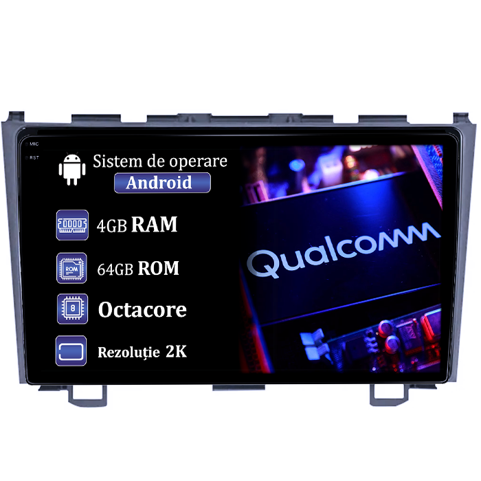 Navigatie dedicata Honda CRV 2006-2011, 4GB RAM 64GB ROM, Procesor Qualcomm Octacore, Android 14, Rezolutie 2K, Display QLED 9", DSP, Carplay&Android Auto, SIM 4G [1]