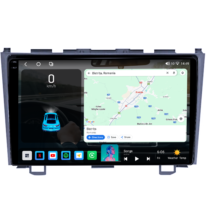 Navigatie dedicata Honda CRV 2006-2012, 4GB RAM 64GB ROM, Octacore, Android 14, Display QLED 1K 9", Carplay&Android Auto, SIM 4G, Ventilator Activ [2]