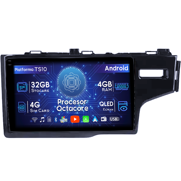 Navigatie dedicata Honda Fit 2014, 4GB RAM 32GB ROM, Octacore, Android 14, Display QLED 1K 10", DSP, Carplay&Android Auto, SIM 4G, Bluetooth, Ventilator Activ [1]
