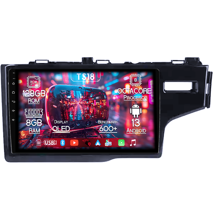 Navigatie dedicata Honda Fit 2014, 8GB RAM 128GB ROM, Octacore, Platforma TS18, Android 13, Display QLED 10”, Suporta camera 360º, DSP, Carplay&Android Auto, SIM 4G, Ventilator Activ [1]