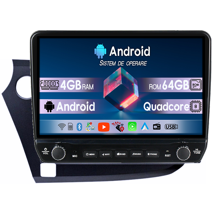 Navigatie dedicata Honda Insight 2009 - 2014 Tesla cu butoane rotative model 2024, 4GB RAM 64GB ROM, Procesor Quadcore, Android 14, Display QLED 10", DSP, Carplay&Android Auto [1]