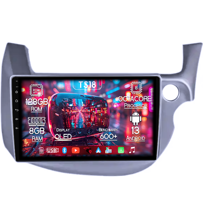 Navigatie dedicata Honda Fit/Jazz 2008-2013, 8GB RAM 128GB ROM, Octacore, Platforma TS18, Android 13, Display QLED 10”, Suporta camera 360º, DSP, Carplay&Android Auto, SIM 4G, Ventilator Activ [1]