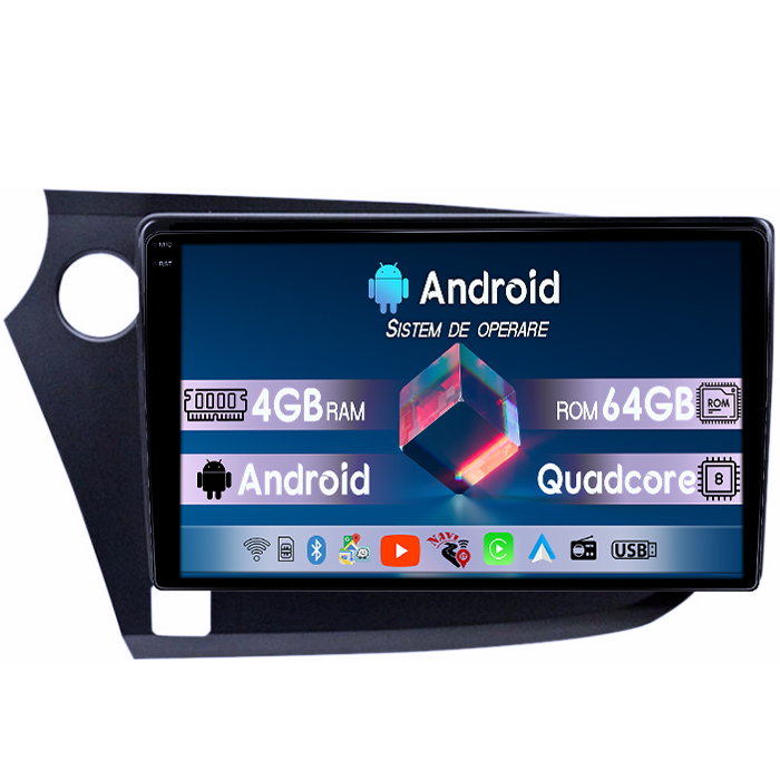 Navigatie dedicata Honda Insight 2009 -2014, 4GB RAM 64GB ROM, Quadcore, Android 14, Display QLED 1K 9", DSP, Carplay&Android Auto, Suport camere AHD [1]
