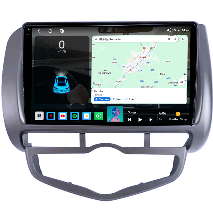 Navigatie dedicata Honda Jazz/City 2006, 4GB RAM 64GB ROM, Octacore, Android 14, Display QLED 1K 9", Carplay&Android Auto, SIM 4G, Ventilator Activ [2]