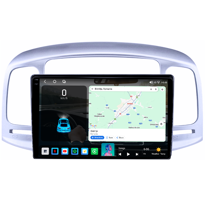 Navigatie dedicata Hyundai Accent 2006-2011, 4GB RAM 64GB ROM, Octacore, Android 14, Display QLED 1K 9", Carplay&Android Auto, SIM 4G, Ventilator Activ [2]