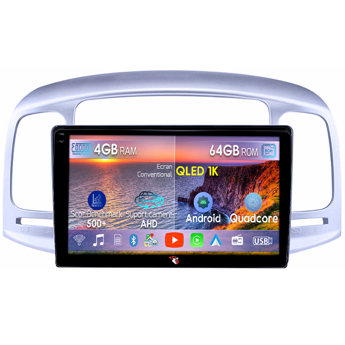 Navigatie dedicata Hyundai Accent 2006-2011, 4GB RAM 64GB ROM, Octacore, Android 14, Display QLED 1K 9", Carplay&Android Auto, SIM 4G, Ventilator Activ [1]