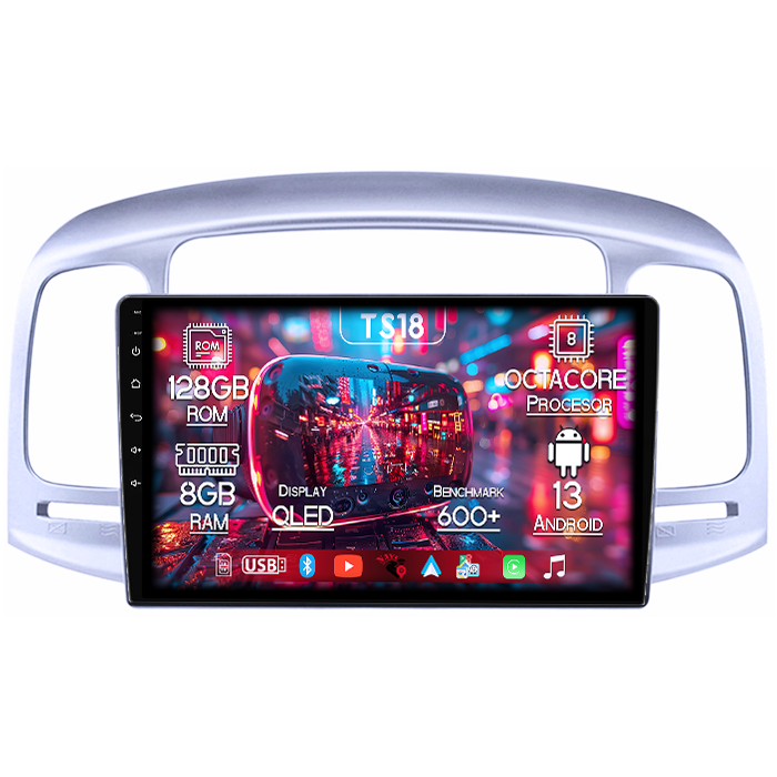 Navigatie dedicata Hyundai Accent 2006-2011, 8GB RAM 128GB ROM, Octacore, Platforma TS18, Android 13, Display QLED 9”, Suporta camera 360º, DSP, Carplay&Android Auto, SIM 4G, Ventilator Activ [1]