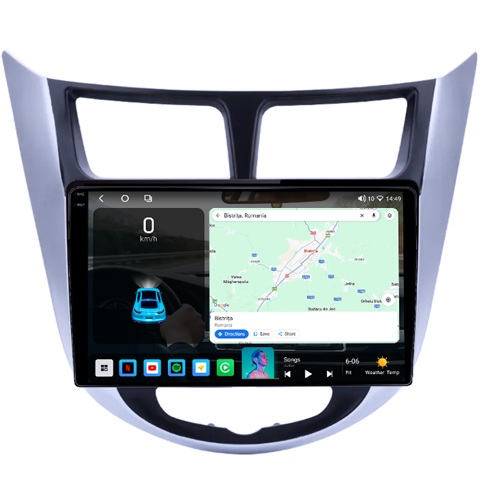 Navigatie dedicata Hyundai Accent 2010-2016, 4GB RAM 64GB ROM, Octacore, Android 14, Display QLED 1K 9", Carplay&Android Auto, SIM 4G, Ventilator Activ [2]